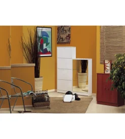 Scarpiera bianca con 4 ante, 62x148x18 cm