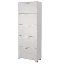 Scarpiera bianco fiammato con 5 ante, 70x190x29 cm