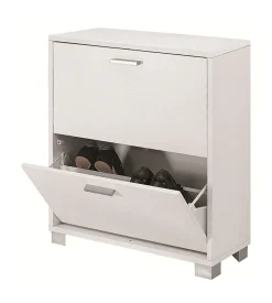 Scarpiera bianco fiammato con 2 ante, 70x29x82 cm