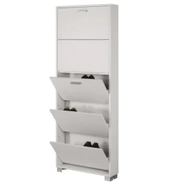 Scarpiera bianco fiammato con 5 ante, 70x190x18 cm