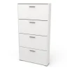 Scarpiera "izzy" bianca con 4 ante, 80,8x17,8x151,7 cm