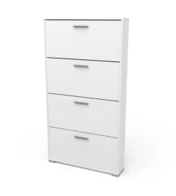 Scarpiera "izzy" bianca con 4 ante, 80,8x17,8x151,7 cm