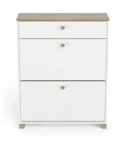 Scarpiera "izzy" bianca e quercia con 2 ante e 1 cassetto, 80,8x24,4x104,3 cm