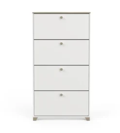 Scarpiera "izzy"bianca e quercia con 4 ante, 80,8x17,8x151,7 cm