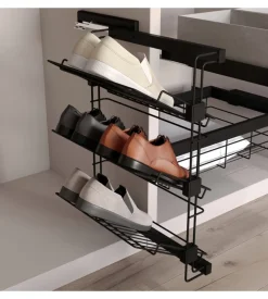 Scarpiera laterale estraibile destra per armadi in acciaio nero