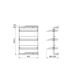 Scarpiera laterale estraibile destra per armadi in acciaio nero