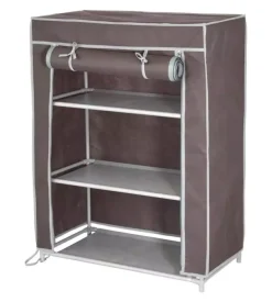 Scarpiera marrone con 3 ripiani, 61x30x80 cm