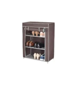 Scarpiera marrone con 3 ripiani, 61x30x80 cm