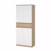 Scarpiera "naia" in truciolare melaminico colore rovere e bianco con quattro ante e un cassetto, 80,4x40x191,7 cm