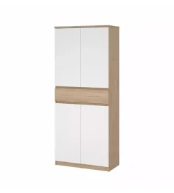 Scarpiera "naia" in truciolare melaminico colore rovere e bianco con quattro ante e un cassetto, 80,4x40x191,7 cm