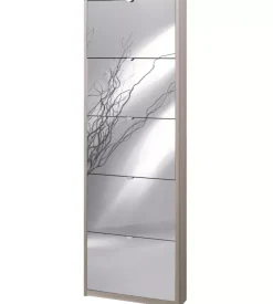 Scarpiera olmo con 5 ante a specchio, 63x18x190 cm