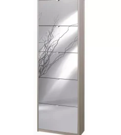 Scarpiera olmo con 5 ante a specchio, 63x29x127 cm