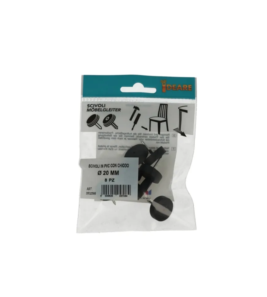 Scivoli in pvc neri con chiodo ø 20 mm. 8 pz.