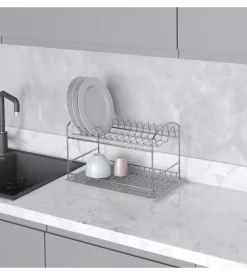 Scolapiatti  da lavandino con vassoio, acciaio