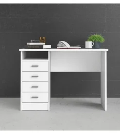 Scrivania con 4 cassetti bianca, 110x76x48,5 cm