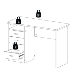 Scrivania con 4 cassetti bianca, 110x76x48,5 cm