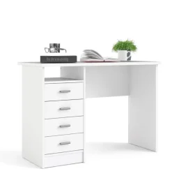 Scrivania con 4 cassetti bianca, 110x76x48,5 cm