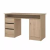 Scrivania con anta e 3 cassetti in truciolato colore quercia, 126x55x75,6 cm