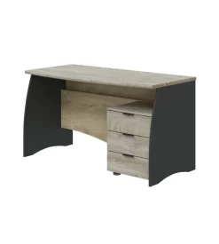 Scrivania con cassetti grigia e rovere, 136x67x74 cm