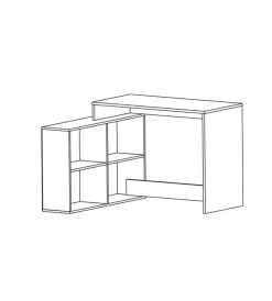 Scrivania con libreria da angolo bianca, 112x77x101 cm