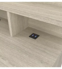 Scrivania con sopralzo bianco e quercia, 121x58x119 cm