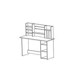 Scrivania con testata di riponimento  "ambre" colore bianco e quercia, 135x50x74 cm