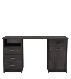 Scrivania da ufficio con cassetti e anta rifinito quercia scura, 135x74x60 cm