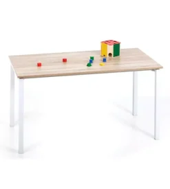 Scrivania "expoler" in metallo bianco e rovere, 140x70x75 cm