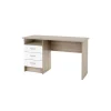 Scrivania in mdf effetto quercia con tre cassetti bianchi, 72x48x120 cm