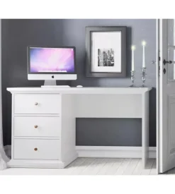 Scrivania "paris" bianca con 3 cassetti, 130x739x62 cm
