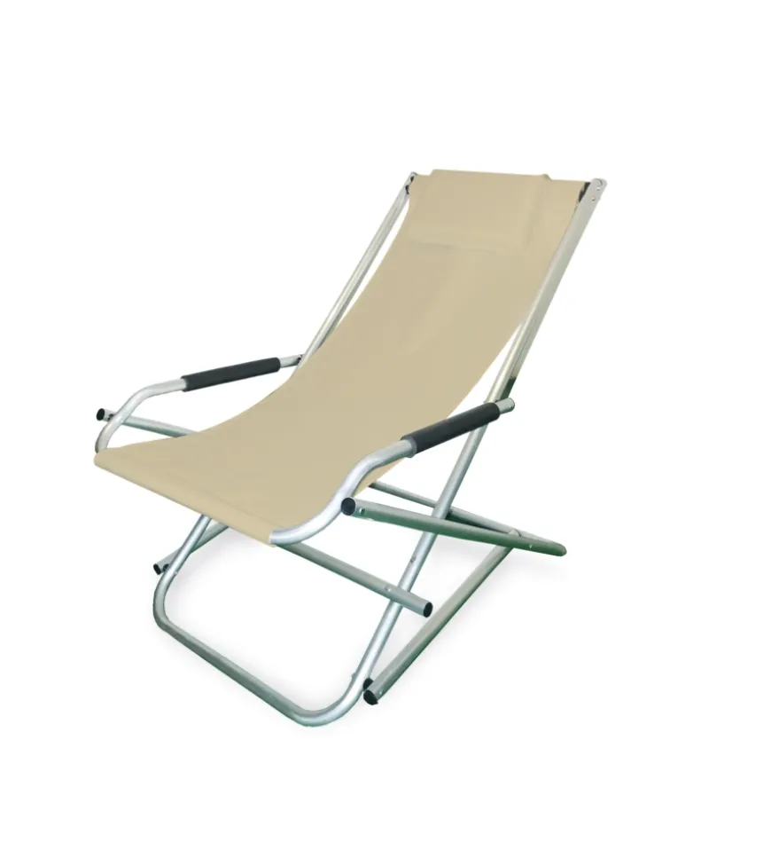 Sdraio da giardino essenza "elba" in alluminio e pvc beige 60x97x70 cm