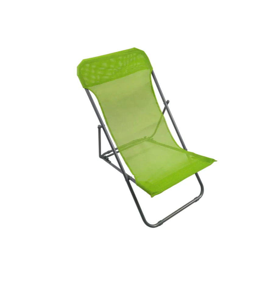 Sdraio da giardino essenza "beach" in acciaio e textilene verde 45x72x70 cm