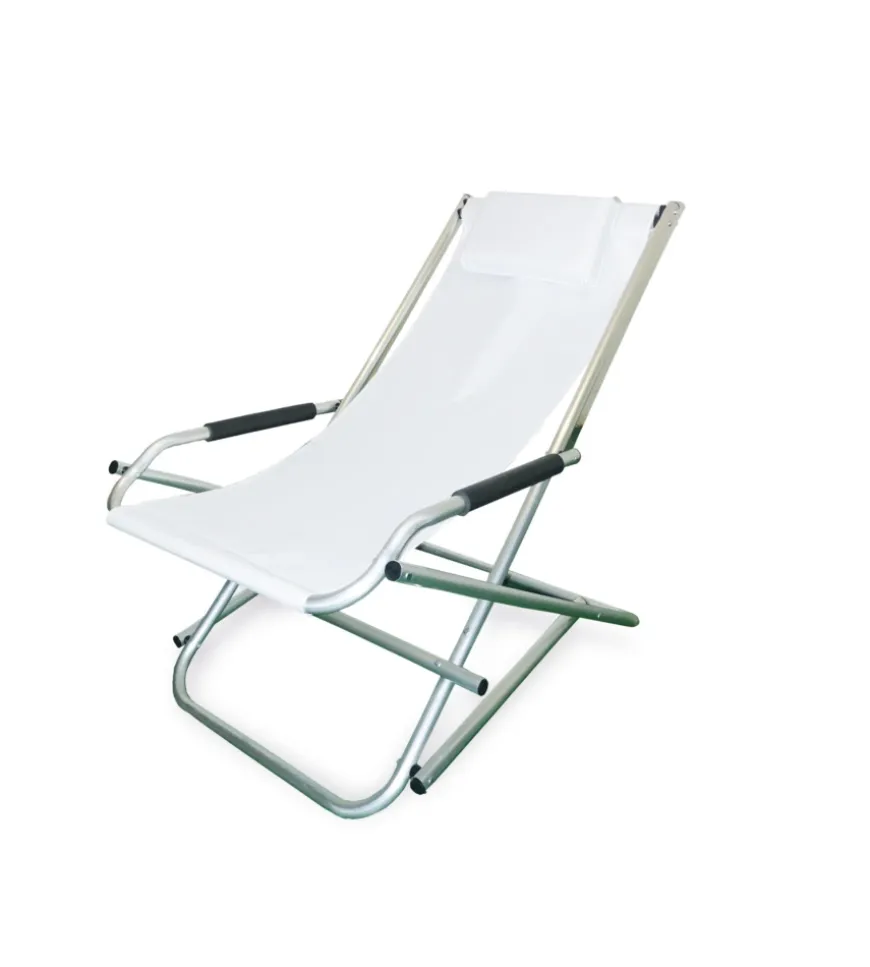 Sdraio da giardino essenza "elba" in alluminio e pvc bianco 60x97x70 cm