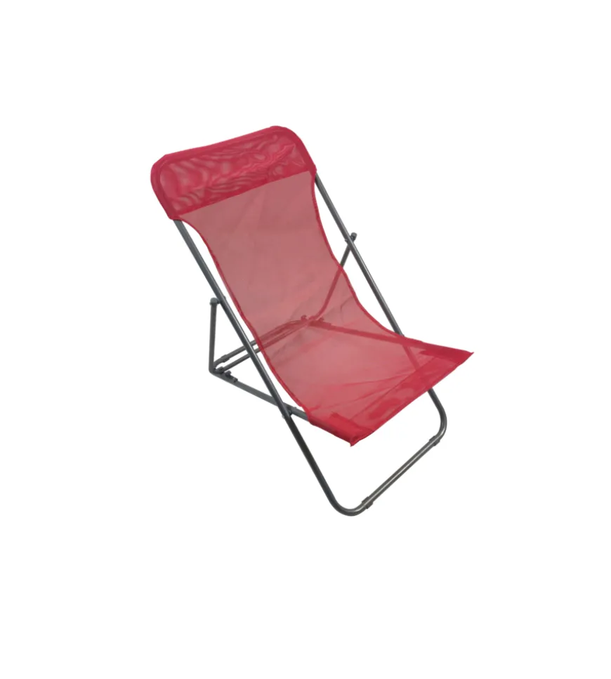 Sdraio da giardino essenza "beach" in acciaio e textilene rosso 45x72x70 cm