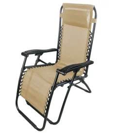 Sdraio da giardino multiposizione con cuscino essenza "siesta" in acciaio e textilene beige 90x65x110 cm