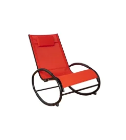 Sdraio dondolo da esterno eurogarden "relaxing" in alluminio e textilene rosso 62x119x86 cm