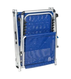 Sdraio pieghevole reclinabile con tettuccio eurogarden in textilene blu 189,5x60,5x79,5/30,5 cm