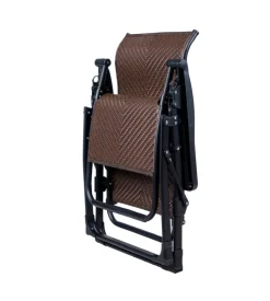Sdraio pieghevole reclinabile con braccioli eurogarden "gravity" in rattan marrone 95x68x113 cm