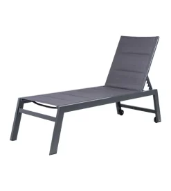 Sdraio reclinabile con ruote eurogarden "atene" in textilene antracite 199x65x42 cm