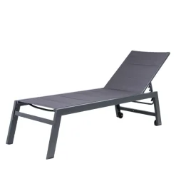 Sdraio reclinabile con ruote eurogarden "atene" in textilene antracite 199x65x42 cm