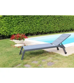 Sdraio reclinabile elica garden "formentera" in alluminio antracite 198x61x95 cm
