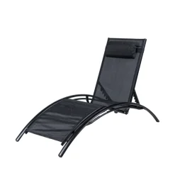 Sdraio reclinabile eurogarden "luna" in alluminio e textilene nero 175x64x88 cm