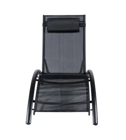 Sdraio reclinabile eurogarden "luna" in alluminio e textilene nero 175x64x88 cm