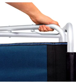 Sedia da campeggio brunner "captain" in alluminio e poliestere nero e blu 48x46x45,5/81 cm