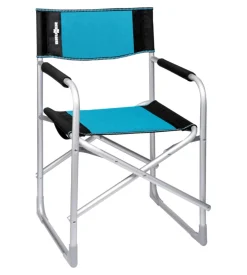 Sedia da campeggio brunner "captain" in alluminio e poliestere nero e azzurro 48x46x45,5/81 cm