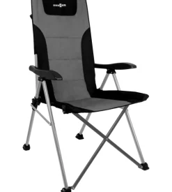 Sedia da campeggio brunner "raptor highback" in acciaio e poliestere nero e grigio 51x44x48/110 cm