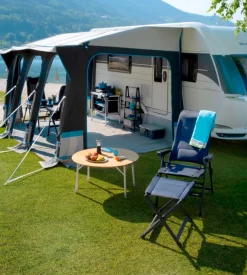 Sedia da campeggio reclinabile brunner "rebel pro medium"  in alluminio e 3durafeel blu 48x46x123 cm