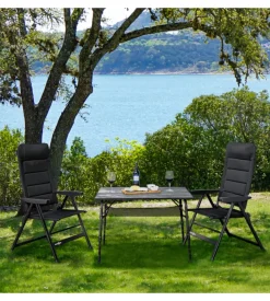 Sedia da campeggio reclinabile brunner "skye 3d" in alluminio e 3durafeel nero 47x41x122 cm