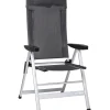 Sedia da campeggio reclinabile brunner "skye" in alluminio e syntex plus grigio scuro 46,5x42x124 cm
