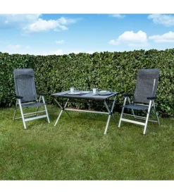 Sedia da campeggio reclinabile brunner "skye" in alluminio e syntex plus grigio scuro 46,5x42x124 cm